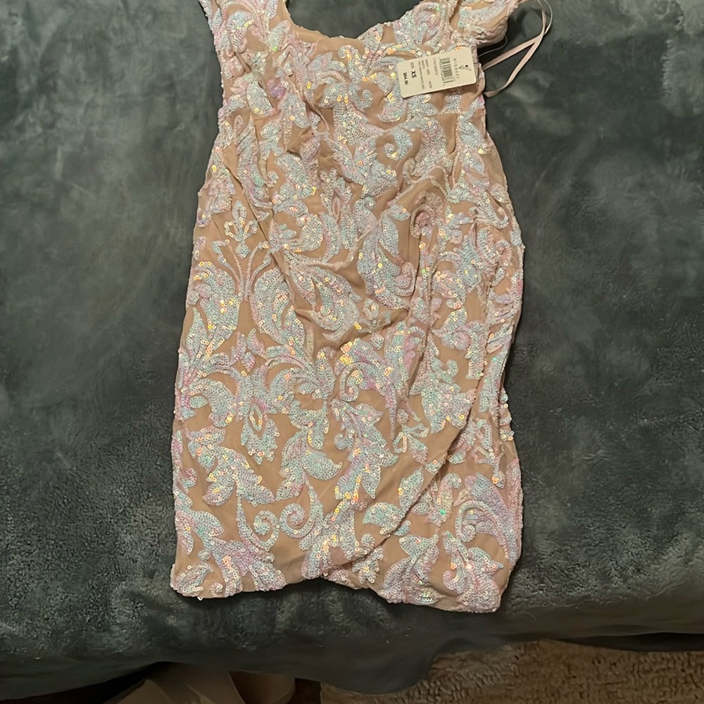 Windsor Elegant White and Blue Women's Dress - Picture 7 of 10